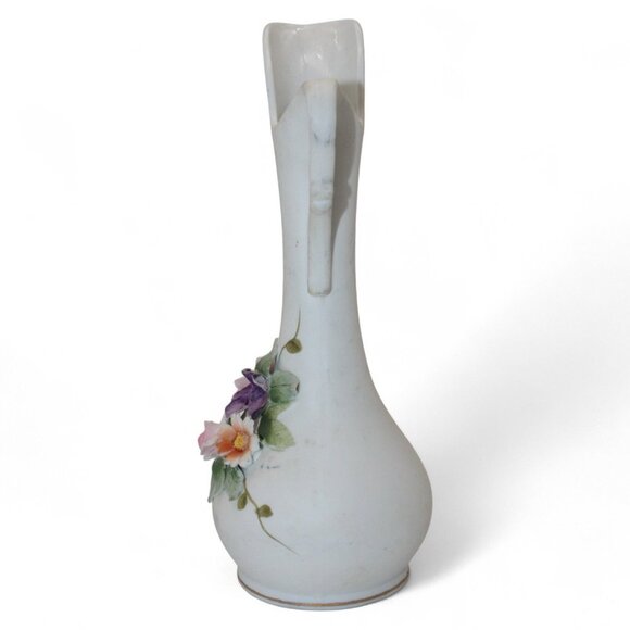 Lefton China Hand Painted Porcelain Pitcher Vase W/ Floral Details 7" Tall Japan - Picture 8 of 9